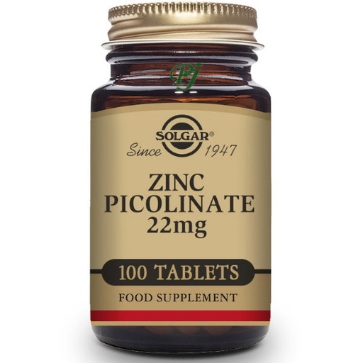 [05259] Zinc Picolinato 100 Comprimidos 22 Mg. - Solgar