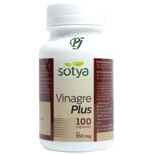 [054297] Vinagre Plus 100 Cápsulas 550 Mg. - Sotya