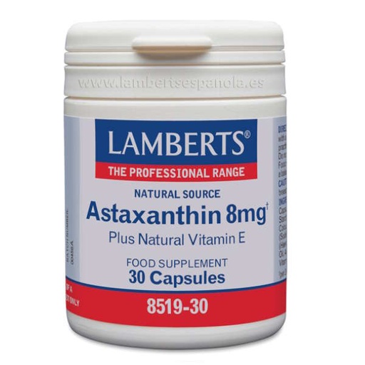 [0505362] Astaxantina Con Vitamina E Natural 30 Cápsulas 8 Mg. - Lamberts