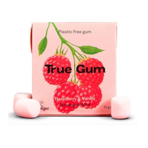 [205872] Chicle Sin Plástico Sabor Frambuesa Y Vainilla 21 G. - True