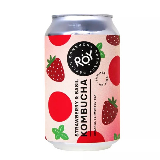 [14526] Kombucha Ecológica Fresas Y Albahaca Lata 33 Cl. - Roy Kombucha