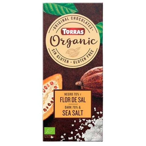 [205909] Chocolate Negro 70% Cacao Flor De Sal Bio 100 G. - Torras