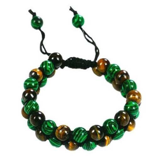[100718] Pulsera Doble Malaquita Ojo Trigre 8 Mm. - Trinidad