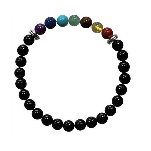 [100716] Pulsera Onix 7 Chakras 6 Mm. - Trinidad