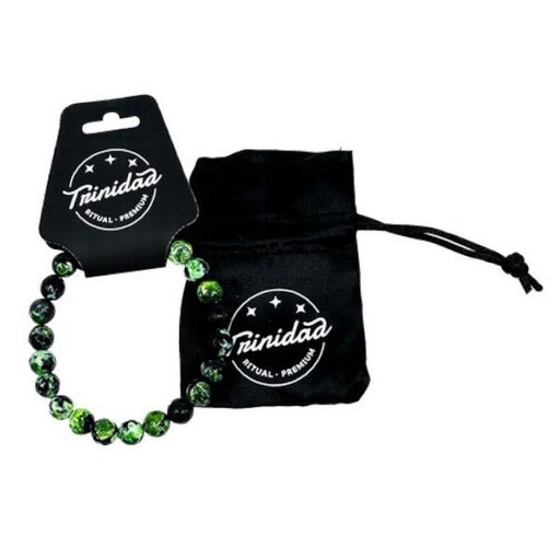 [100712] Pulsera Ágata Negra Teñida Verde 8 Mm. - Trinidad