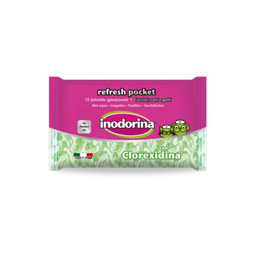 [700006] Toallitas Refresh Clorhex Pocket Con Clorhexidina Perros Y Gatos 15 Uds. - Inodorina