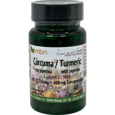 [300168] Cúrcuma + Piperina Max 48 Cápsulas 10.750 Mg. - Manabios