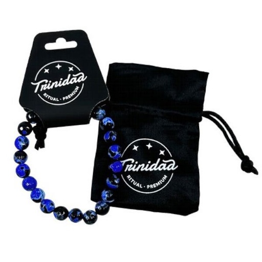 [100710] Pulsera Ágata Negra Teñida Azul 8 Mm. - Trinidad