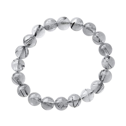 [700179] Pulsera Cuarzo Con Turmalina Bola 8 Mm. - Kunugi