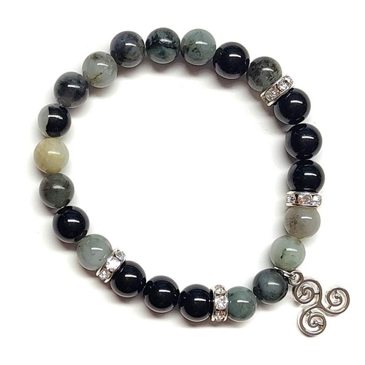 [700185] Pulsera Turmalina Y Esmeralda En Bola De 8 Mm. - Kunugi