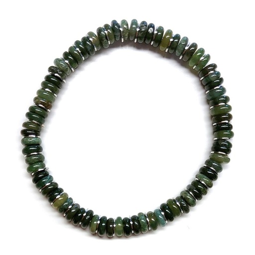 [700192] Pulsera Hombre Ágata Musgo 6 Mm. - Kunugi
