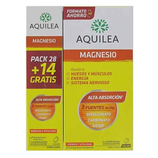 [300311] Pack Magnesio 28 Comprimidos Efervescentes + 14 Gratis - Aquilea
