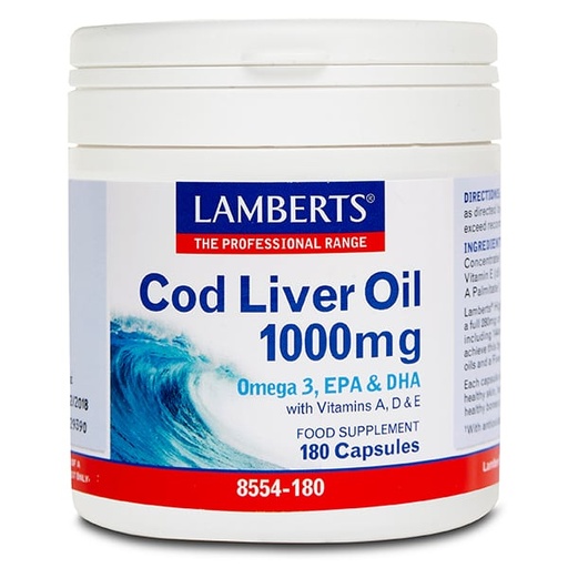 [300330] Aceite De Hígado De Bacalao Con Vit A, D Y E 180 Cápsulas - Lamberts