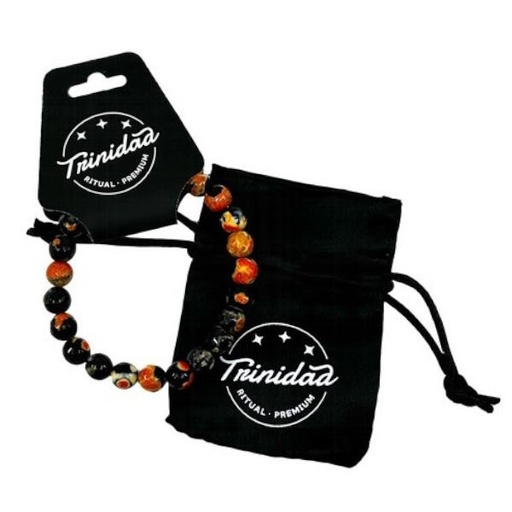[100709] Pulsera Ágata Negra Teñida Naranja 8 Mm. - Trinidad