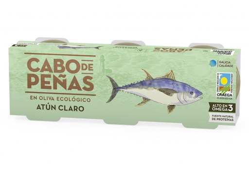 [400433] Atún Claro Aceite De Oliva Virgen Extra 70 x 3 Ecológico - Cabo De Peñas