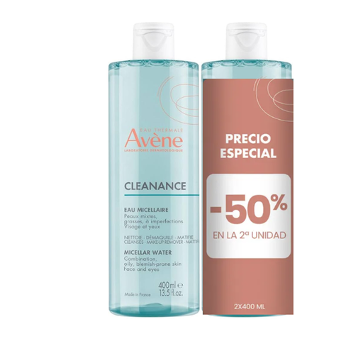 [500436] Dúo Agua Micelar 2 x 400 Ml. Cleanance 50% Dto 2ª Uds. - Avène