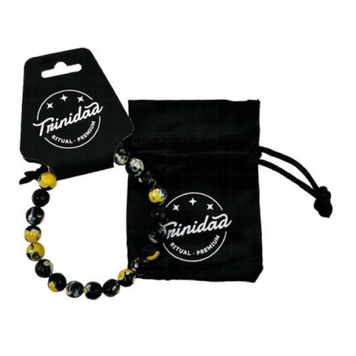 [100708] Pulsera Ágata Negra Teñida Amarilla 8 Mm. - Trinidad