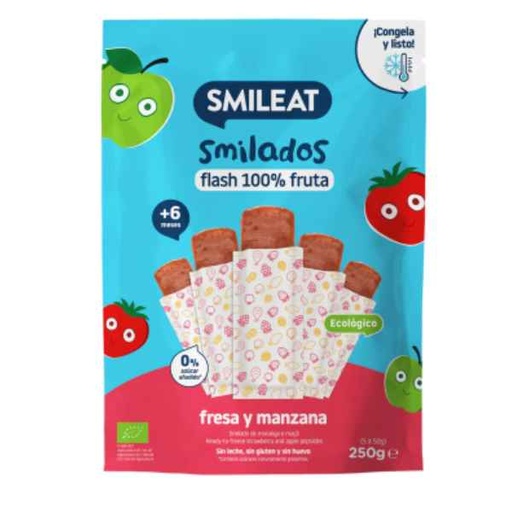 [400522] Smilados De Fresa Y Manzana 100% Fruta Bio 5X50 G. - Smileat