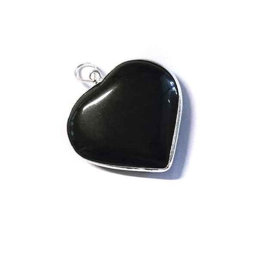 [700252] Colgante Corazón Onix Borde Plata - Kunugi