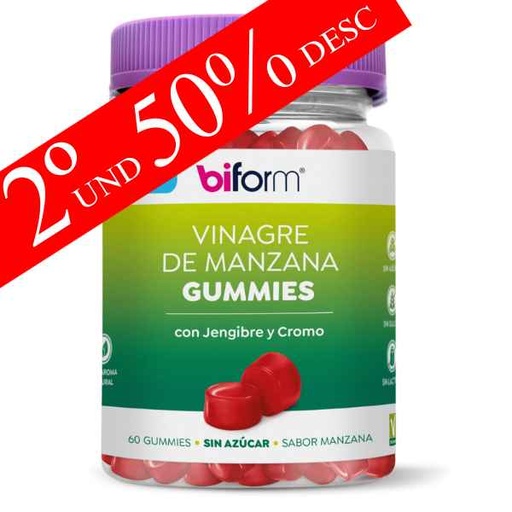 [300463] Pack Biform Vinagre Manzana 2 X 60 Gummies 2ª Ud. 50% Dto. - Dielisa