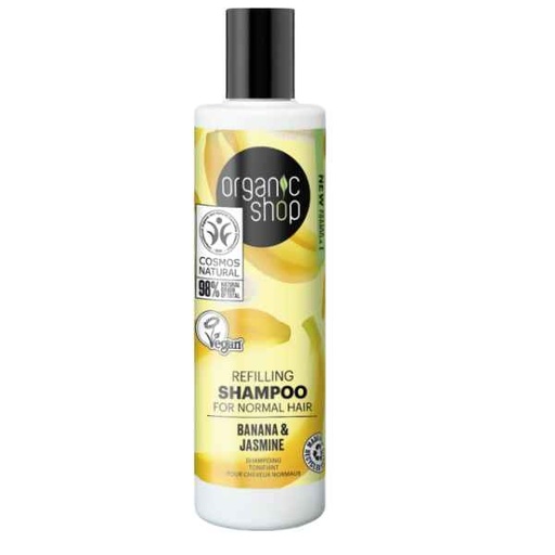 [600122] Champú Rellenador Cabello Normal Plátano Y Jazmín 280 Ml. - Organic Shop