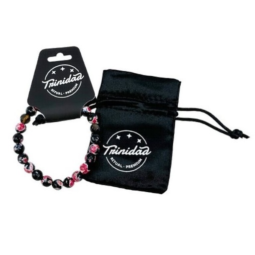 [100706] Pulsera Ágata Negra Teñida Rosa 8 Mm. - Trinidad