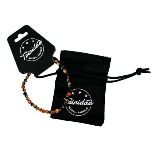 [100703] Pulsera Ágata Negra Teñida Naranja 4 Mm. - Trinidad