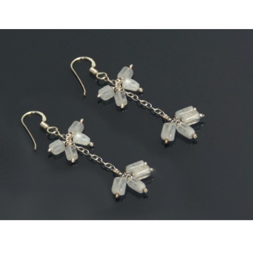 [10376] Pendientes Flor Piedra Luna Plata - Prominer