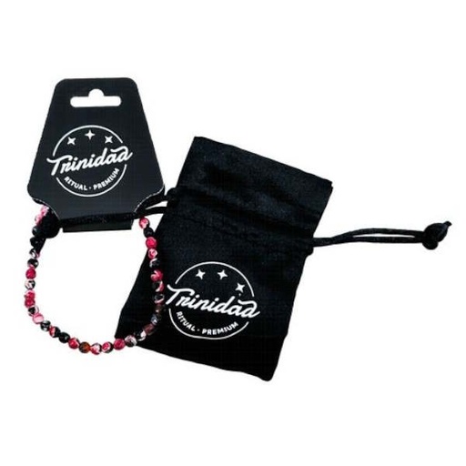 [100700] Pulsera Ágata Negra Teñida Rosa 4 Mm. - Trinidad