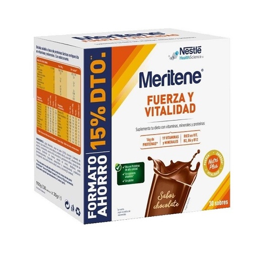 [0504671] Meritene Fuerza Y Vitalidad Chocolate 30 Sobres 15% Descuento - Nestle Health