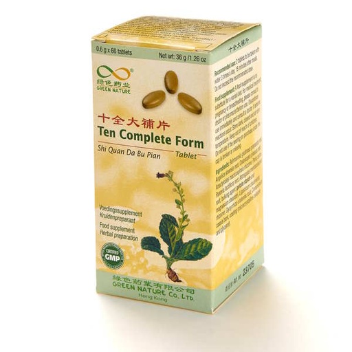 [053064] Fórmula China 04 Ten Complete Form Ulcera Duodeno (Shi Quan Da Bu Pian) 60 Tabletas - Green Nature