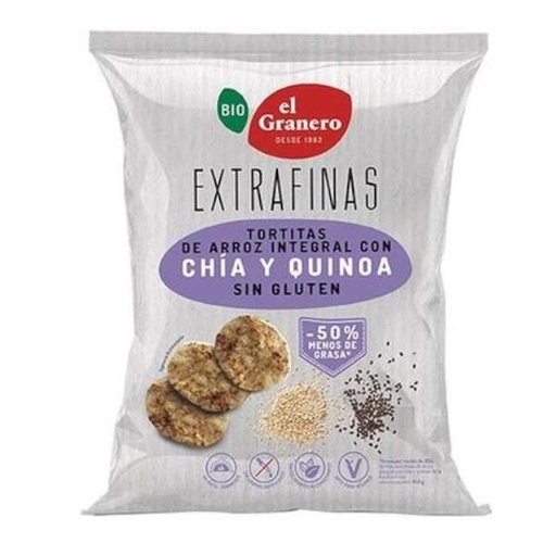 [041264] Tortitas Extrafinas Arroz Integral Chía Quinoa 60 G. - El Granero