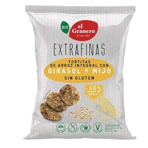[041263] Tortitas Extrafinas Arroz Integral Girasol Mijo 60 G. - El Granero