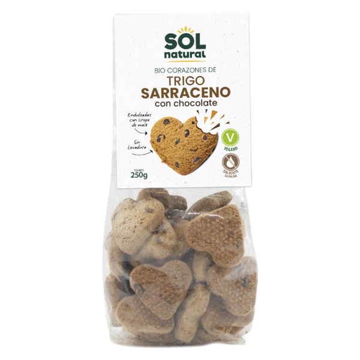 [202886] Corazones De Trigo Sarraceno Con Chocolate 250 G. - Sol Natural
