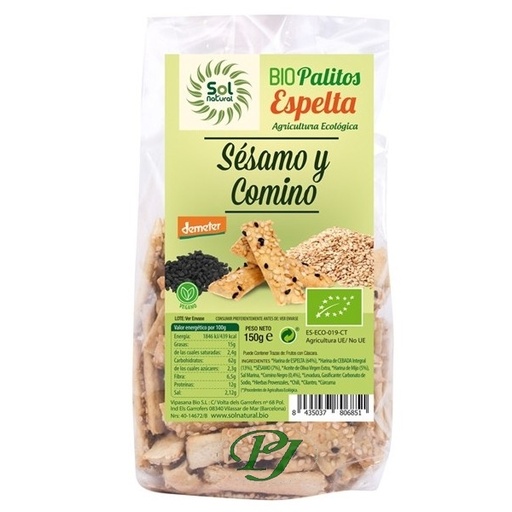 [204545] Palitos Espelta Sésamo Y Comino 150 G. - Sol Natural