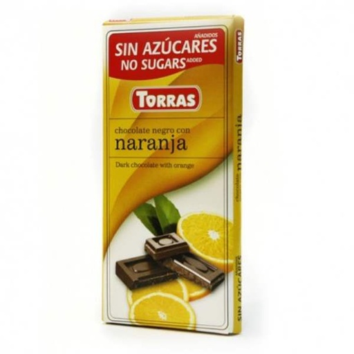 [204649] Chocolate Negro Naranja Sin Azúcar 75 G. - Torras