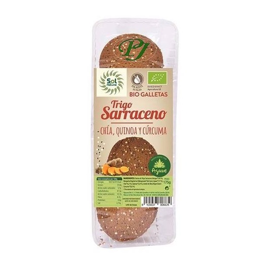 [204721] Galletas Trigo Sarraceno Chía Quinoa Y Cúrcuma 175 G. - Sol Natural