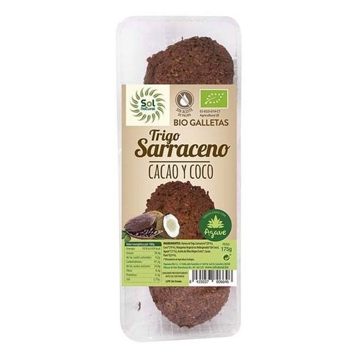 [204722] Galletas Trigo Sarraceno Cacao Y Coco 175 G. - Sol Natural