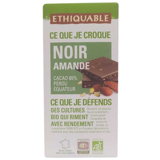 [204936] Chocolate Negro Almendras 100 G. - Ethiquable