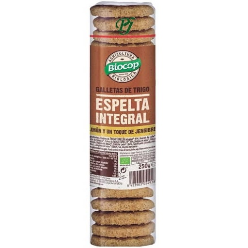[205339] Galletas Espelta Integral Limón Jengibre 250 G. - Biocop