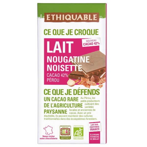 [205601] Chocolate Con Leche Y Avellanas Caramelizadas Bio 100 G.R - Ethiquable