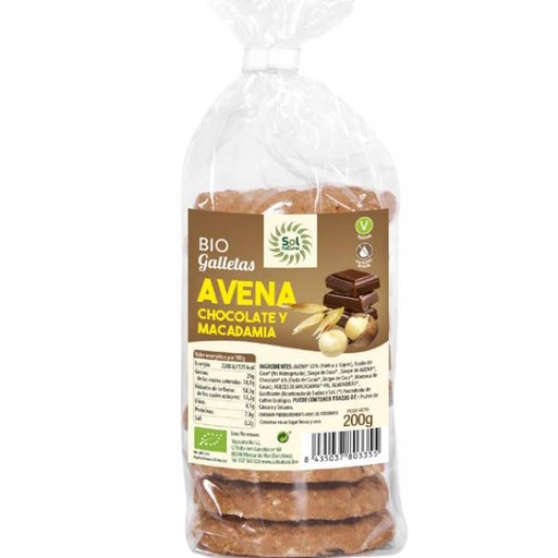 [205611] Galletas De Avena Chocolate Y Macadamia 200 G. - Sol Natural