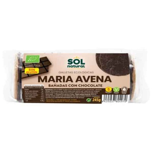 [205646] Galletas Avena María Sin Gluten Bañadas Choco Bio 200 G. - Sol Natural