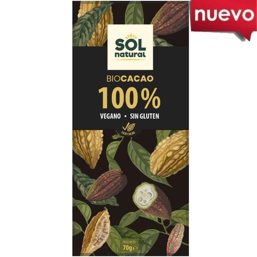 [205652] Tableta Cacao Puro 100 % Bio 70 G. - Sol Natural