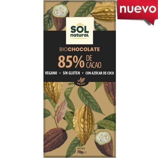[205653] Tableta Chocolate Dark 85% Bio 70 G. - Sol Natural