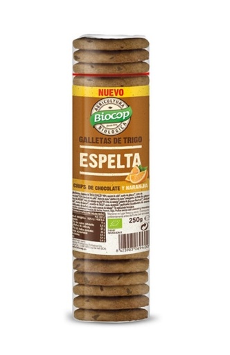 [205800] Galleta Trigo Espelta Chips Choco Naranja 250 G. - Biocop