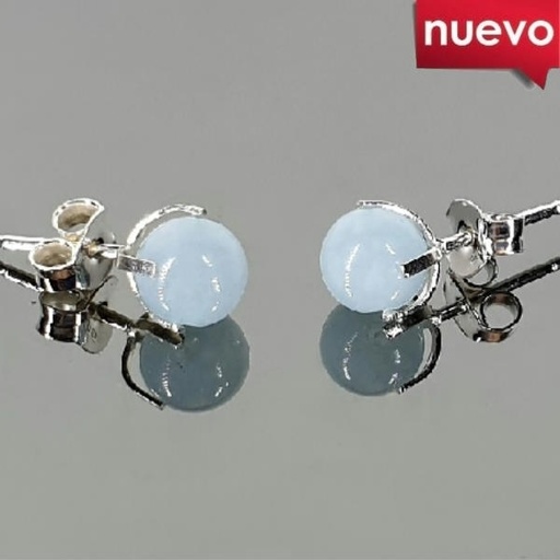 [100498] Pendiente Garra Aguamarina Plata 6Mm - Prominer