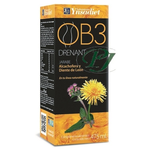 [055913] Jarabe Ob3 Drenant Alcachofa Diente León 475 Ml. - Ynsadiet