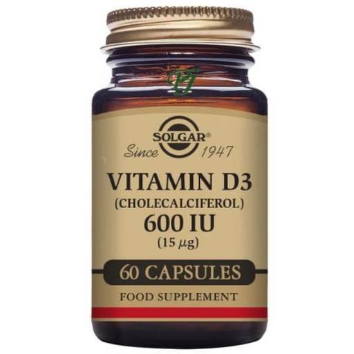 [056805] Vitamina D3 60 Cápsulas Vegetales 15 Mcg. 600 Ui. - Solgar
