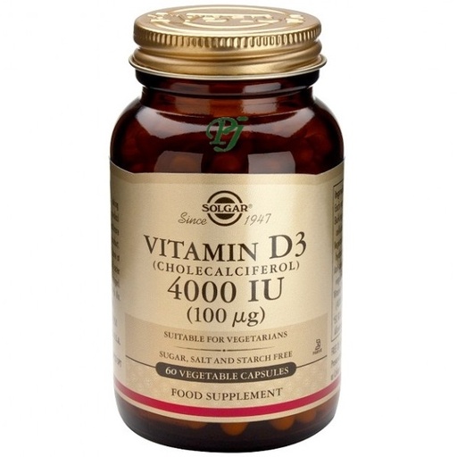 [058845] Vitamina D3 60 Cápsulas 100 Mcg. 4000 Ui. - Solgar